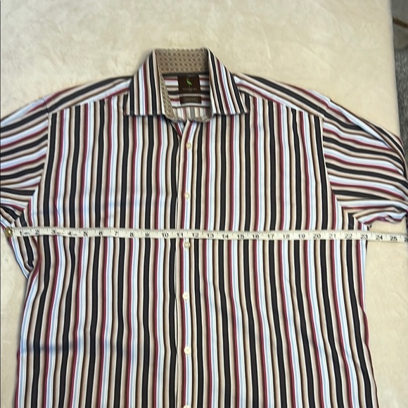 Men’s Tailorbyrd sz L Colourful Striped Button Down Brown Blue Pink - Picture 6 of 11